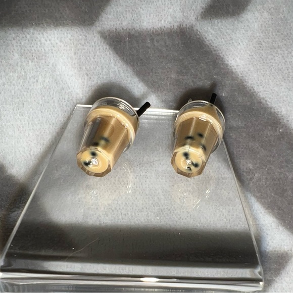 Boba Milk Tea Coffee Earrings Costume NWT - Picture 6 of 8